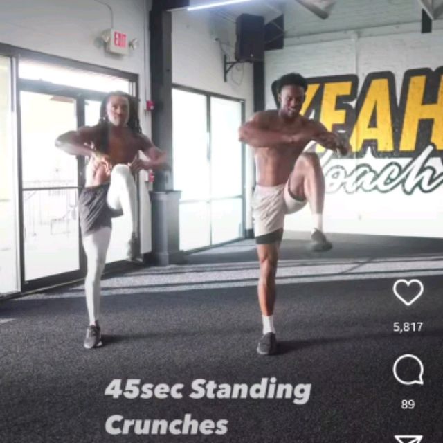Standing Crunches NO DB by Martel Berry Exercise Howto Skimble