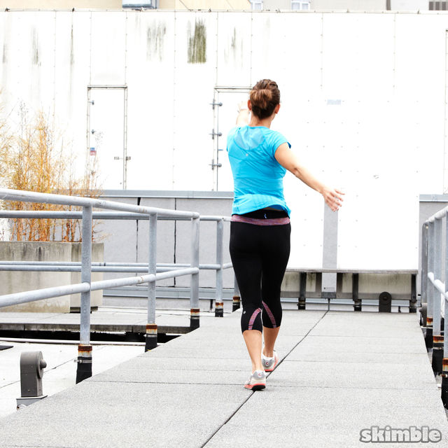 Skips with Backward Arm Circles Exercise Howto Skimble