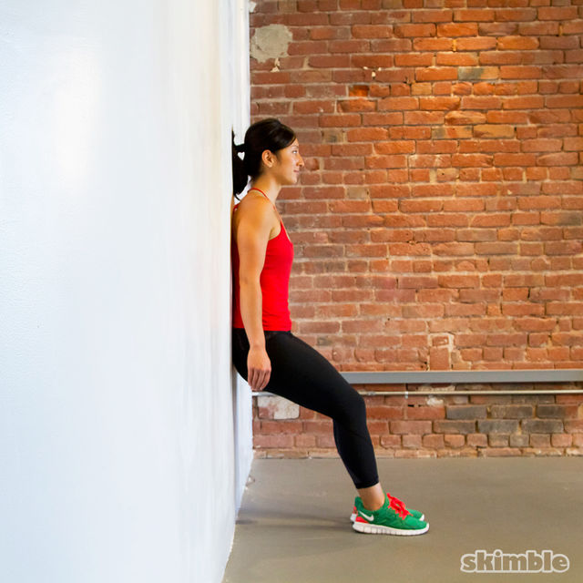Wall Sit Exercise Howto Workout Trainer by Skimble