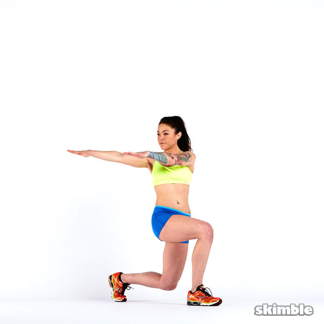 Lunges with Rotation Exercise Howto Workout Trainer by Skimble