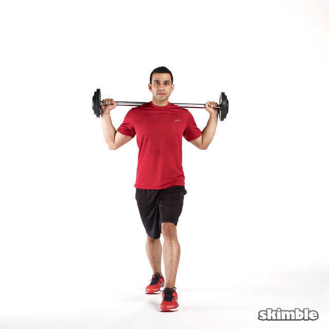 Barbell Lunges Exercise Howto Workout Trainer by Skimble