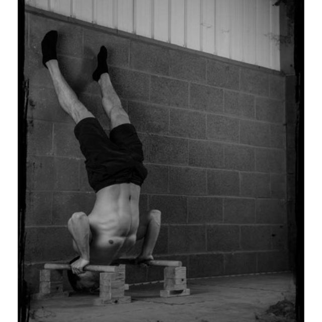 Paralette Handstand Wall Pushups by Sam Stitt Exercise Howto Skimble
