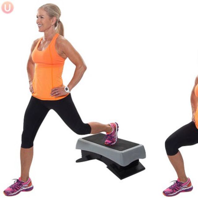 Elevated Leg Lunge Exercise Howto Workout Trainer by Skimble
