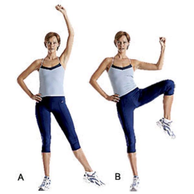 Oblique Elbow To Knee by Sheryl Mayhew Smith Exercise Howto Skimble