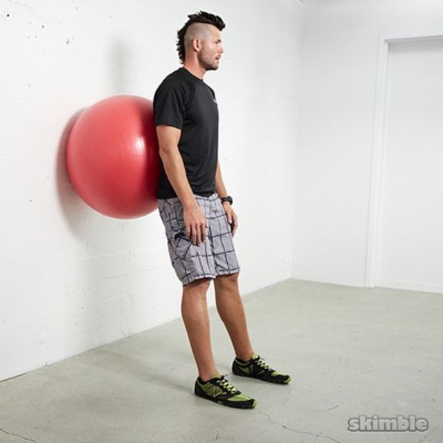 Wall Ball Squats Exercise Howto Skimble Workout Trainer