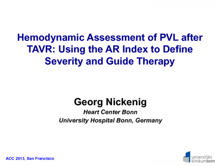 Hemodynamic Assessment of PVL after TAVR Using the AR Index to Define
