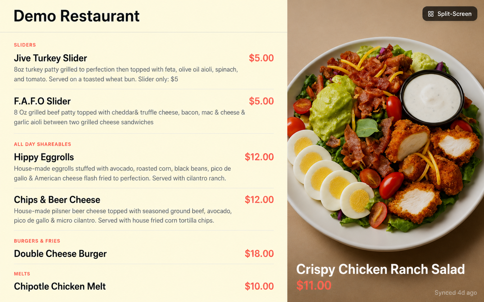 Menu Display screenshot 1