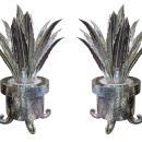 Art Deco Style Silvered Bronze Potted Aloe Sculptures