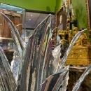 Art Deco Style Silvered Bronze Potted Aloe Sculptures