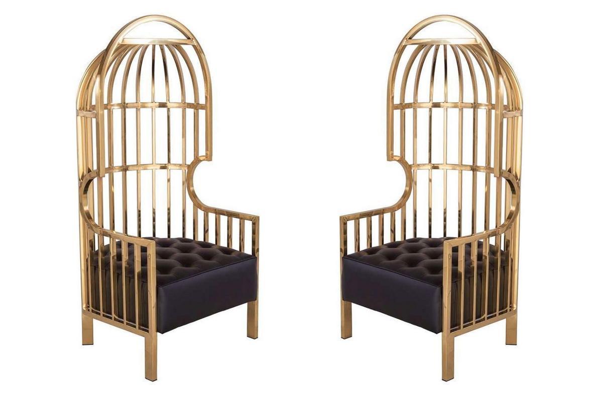 Pair Porter Birdcage Chairs After Eichholtz Bora Bora Design