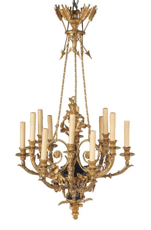 Maison Mottheau Louis XVI Style Bronze Chandelier c1900