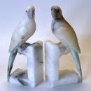 Pair Vintage Italian Alabaster Parrot Bookends