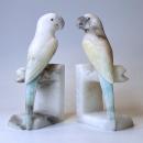 Pair Vintage Italian Alabaster Parrot Bookends
