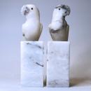 Pair Vintage Italian Alabaster Parrot Bookends