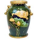 Large Antique Aesthetic Arts and Crafts Period Bronze Mounted Ceramic Vase