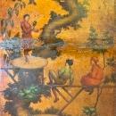 Chinese Chinoiserie Leather Tooled and Painted Screen Room Divider