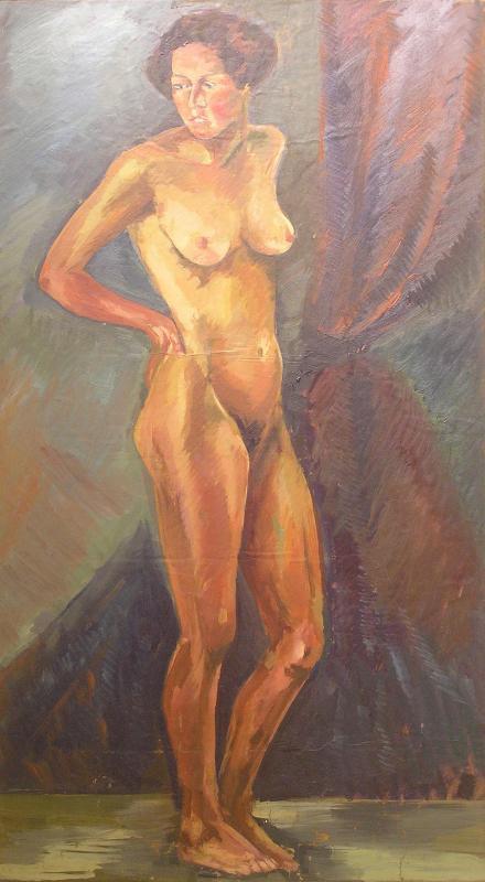 Hungarian Female Nude Oil on Board