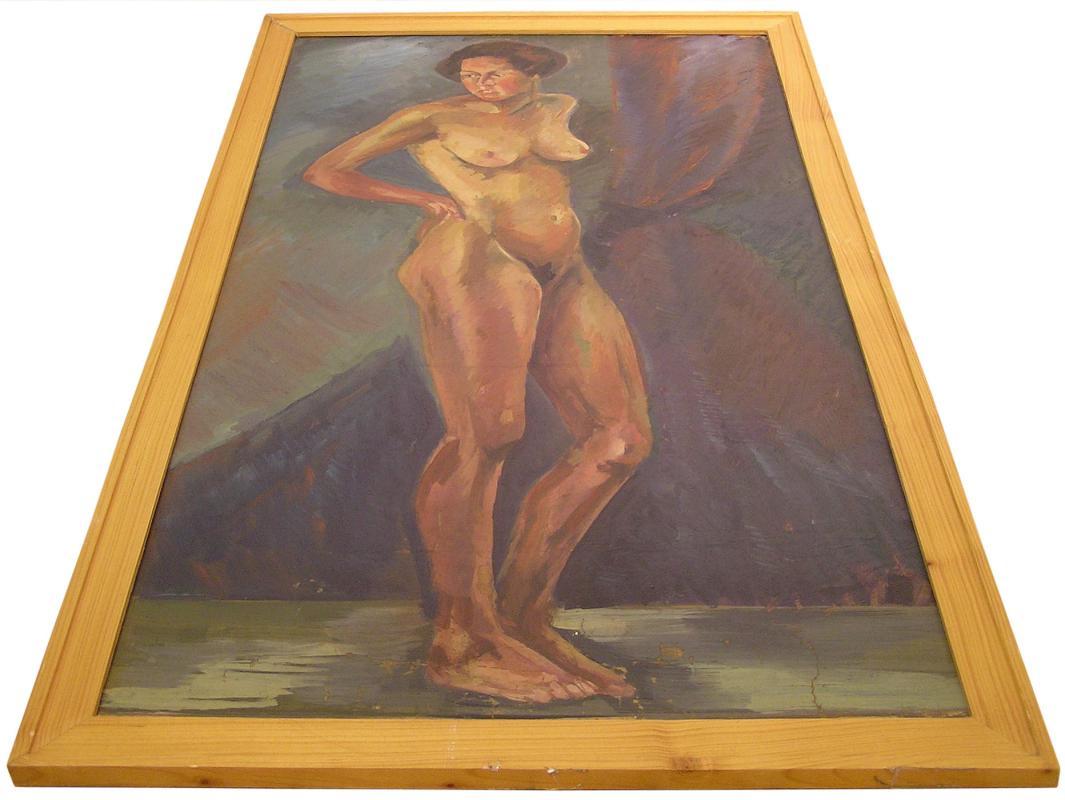 Hungarian Female Nude Oil on Board