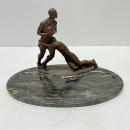 Art Deco Rugby Players Bronze and Marble Sculpture