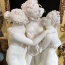 Pietro Barzanti (1825-1895) Three Graces Alabaster Sculpture After Antonio Canova