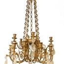 Gilt Bronze and Rock Crystal 14-Light Chandelier