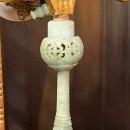 Chinoiserie Jade and Giltwood Lithophane Luminaire Table Lamp Attributed to E. Farmer