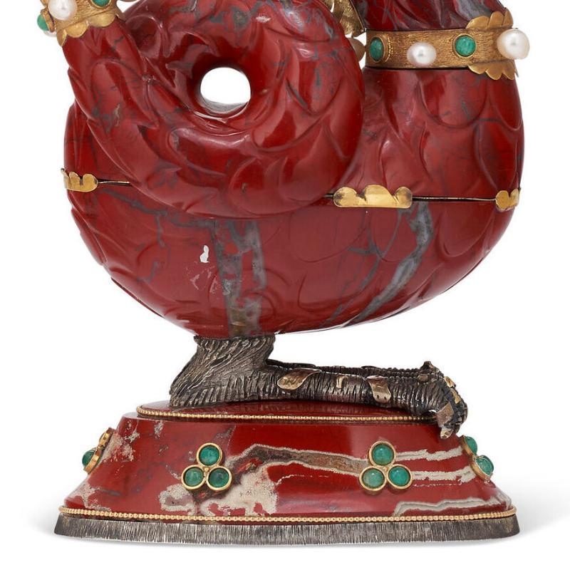 Dragon Form Red Jasper Stone Box by George Stangl