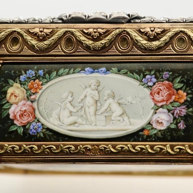 Louis XVI 22K Gold Diamond Encrusted Snuff Box Decorated by Charles-Jacques de Mailly (1740-1817)
