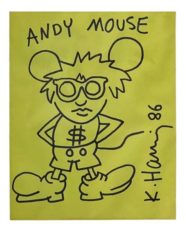 Andy Mouse Ink on Paper Attributed to Keith Haring