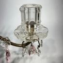 Pair Antique Rock Crystal Bronze Candelabra