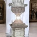 Pair Monumental Italian Cut Glass and Beaded Glass Campana Form Vases / Floor Lamps / Torchieres -- 63 in, 159 cm