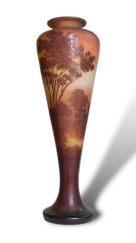 Monumental Emile Galle Cameo Glass Vase -- 33 in, 84 cm
