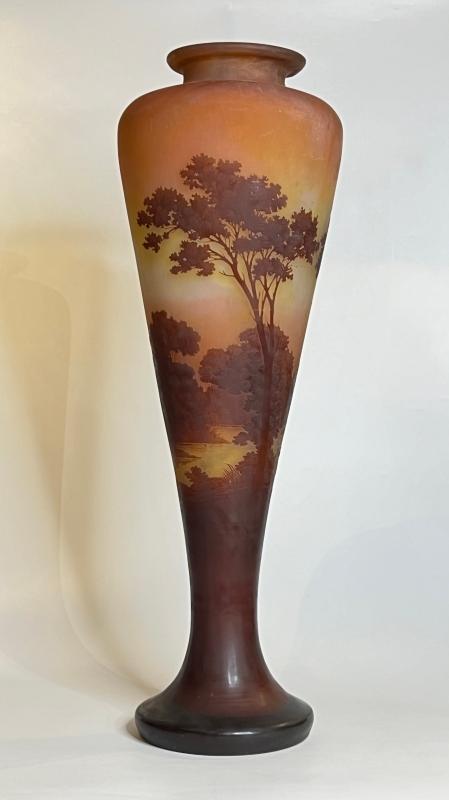 Monumental Emile Galle Cameo Glass Vase -- 33 in, 84 cm