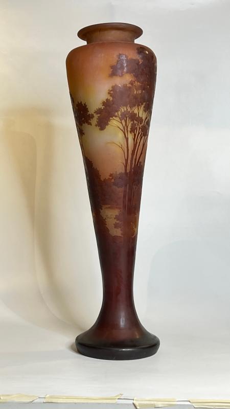 Monumental Emile Galle Cameo Glass Vase -- 33 in, 84 cm