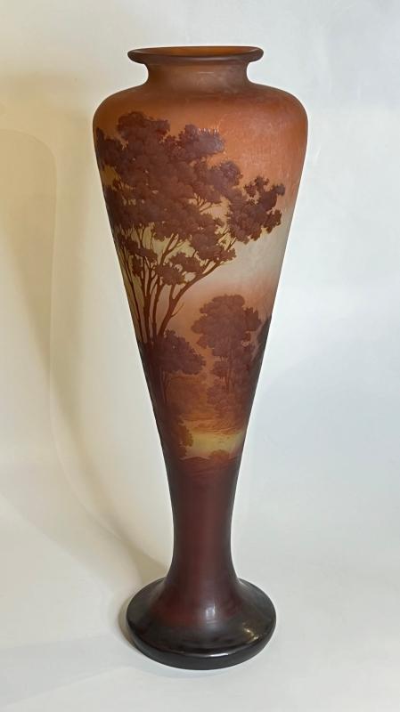 Monumental Emile Galle Cameo Glass Vase -- 33 in, 84 cm