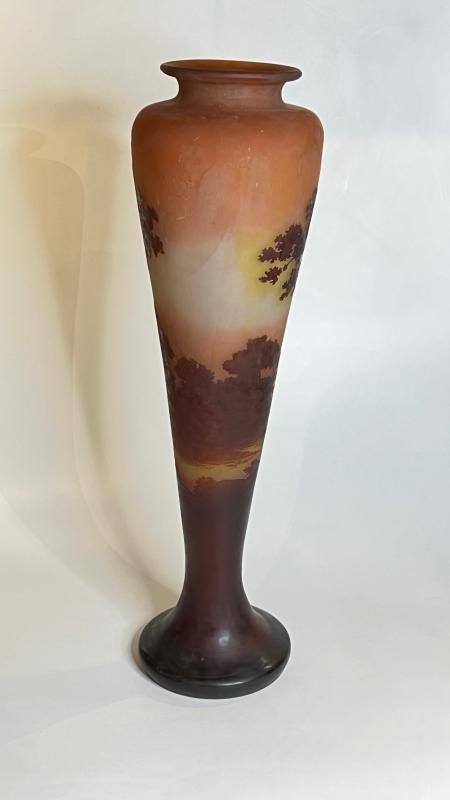 Monumental Emile Galle Cameo Glass Vase -- 33 in, 84 cm
