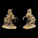 Pair Antique 19th Century Marly Horse Bronze Sculptures