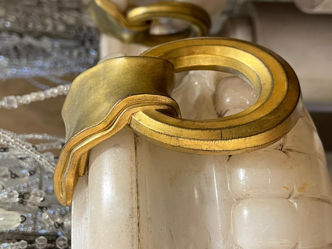 Set Four (4) Antique Alabaster Torchiere Floor Lamps