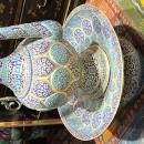 Antique Kashmiri Minakari Enamel Inlaid Kahwa Ewer and Plate Set