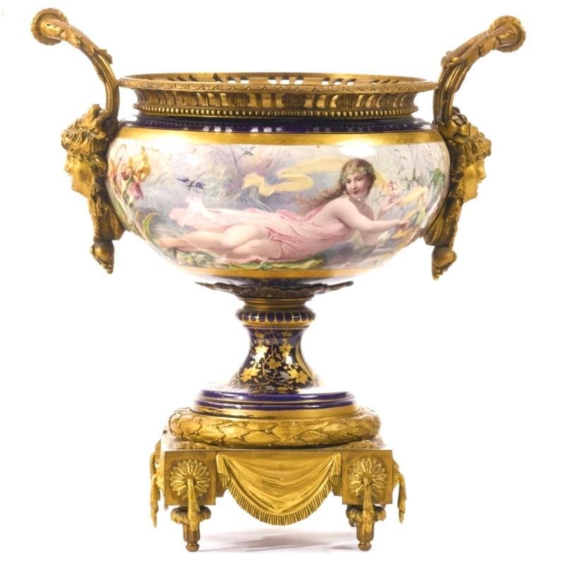 Antique Louis XVI Sevres Style Garniture -- Centerpiece Bowl and Vases / Urns