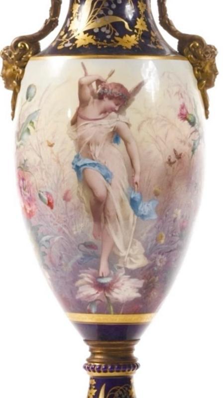 Antique Louis XVI Sevres Style Garniture -- Centerpiece Bowl and Vases / Urns