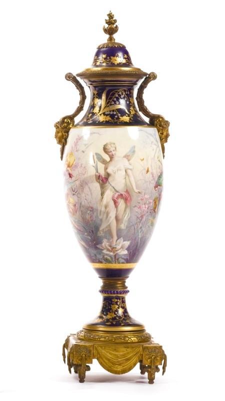 Antique Louis XVI Sevres Style Garniture -- Centerpiece Bowl and Vases / Urns