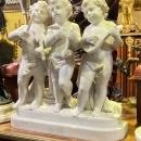 Antique Italian Carved Marble Sculpture of Putti Musicians