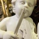 Antique Italian Carved Marble Sculpture of Putti Musicians