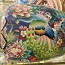Pair Monumental Chinese Cloisonne Vases with Peacocks and Chrysanthemum