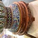 Pair Monumental Chinese Cloisonne Vases with Peacocks and Chrysanthemum