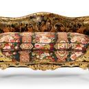 Pair Victorian English Parcel Gilt Ebonized Papier Mache Settees