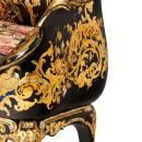 Pair Victorian English Parcel Gilt Ebonized Papier Mache Settees