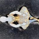 French Leroy et Fils Diamond Enameled Gold and Porcelain Ballerina Dancer Pendant Necklace