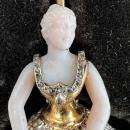 French Leroy et Fils Diamond Enameled Gold and Porcelain Ballerina Dancer Pendant Necklace